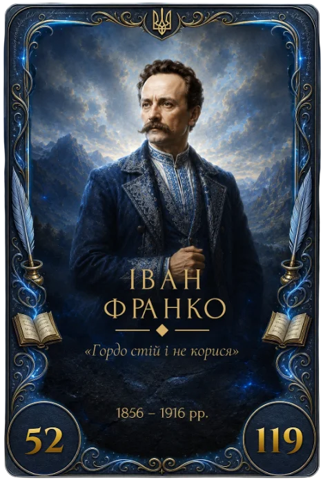 Рідкісна колекційна карта Івана Франка, 52 атаки та 119 здоров'я