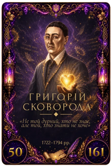 Епічна колекційна карта Григорія Сковороди, 50 атаки та 161 здоров'я